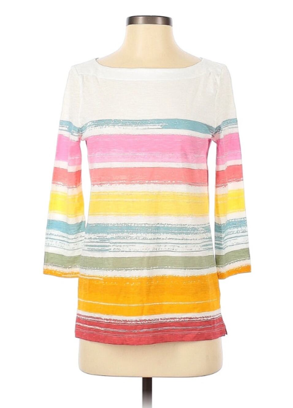 Ann Taylor LOFT Outlet 3/4 Sleeve T-Shirt Size XS Sunrise Sunset Striped Top